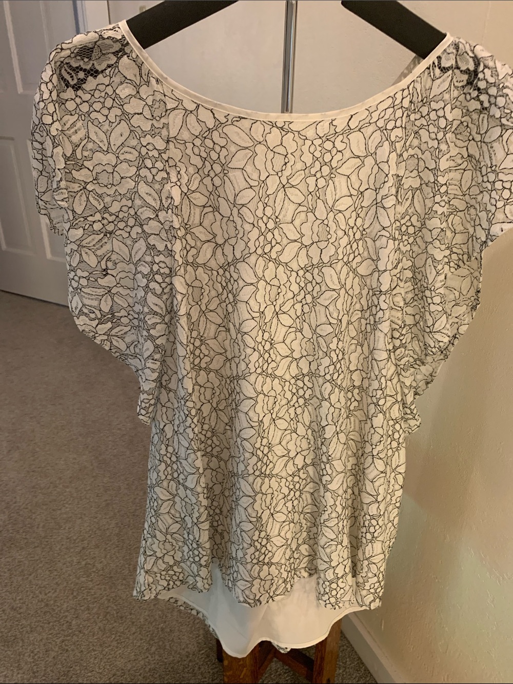 Women's cream Lace Overlay Blouse